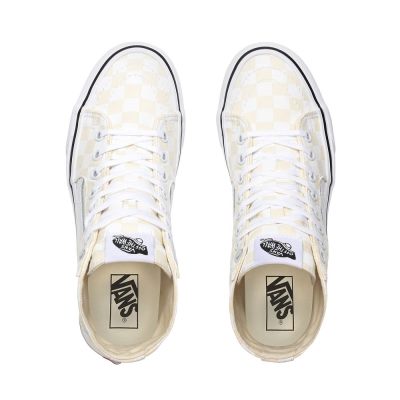 Vans Checkerboard Sk8-Hi Tapered - Kadın Bilekli Ayakkabı (Beyaz)